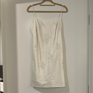 Elegant White Floral Slip Dress A&F